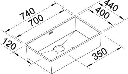 BLANCO ZEROX 700-U, Acier inoxydable Dark Steel, vidage manuel, sans disposition de cuve, 800 mm Taille sous meuble min.