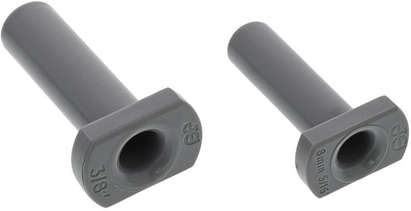 BLANCO AQUA plug set, article number 129664, showing two gray plastic plugs with cylindrical stems and oval flanges on a white background.
