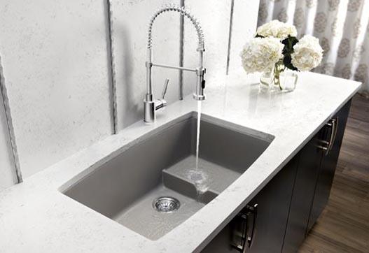 Performa Cascade Super Single Silgranit Concrete Gray Null Blanco
