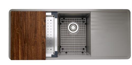 Precis Multilevel 1 3 4 With Drainer Silgranit Concrete Gray Null Blanco