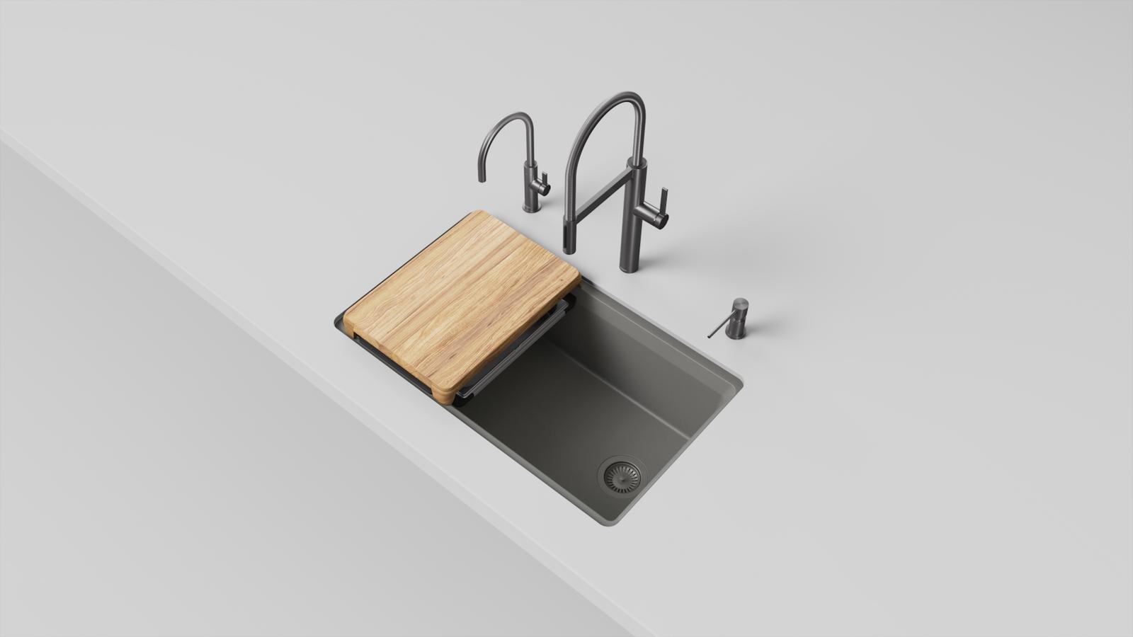 INTEOS 33 | SILGRANIT Coal Black - w/o pop-up waste, with