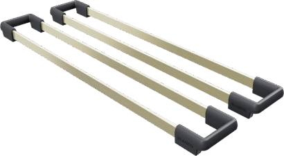 BLANCO Top Rails SST or satiné, lot de deux rails parallèles avec embouts noirs, numéro d’article 244469.
