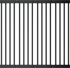 BLANCO faltbares Gitter, UNIT Grids, Artikelnummer 244473, schwarzes mattes faltbares Spülbeckengitter mit vertikalen Streben, Draufsicht.