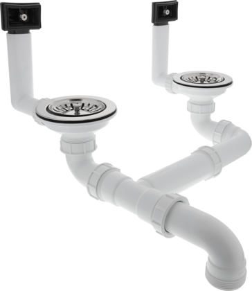 Waste fitting set for double bowls