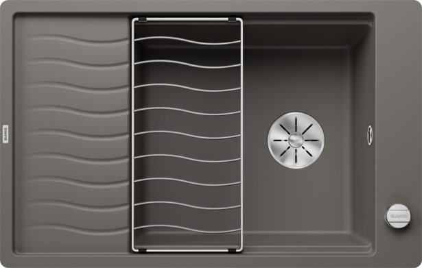 BLANCO ELON XL 6 S Granitspüle – Aus Silgranit PuraDur, Tartufo, Für 60-cm-Unterschrank, Inkl. Wellenförmigem Tropfgitter