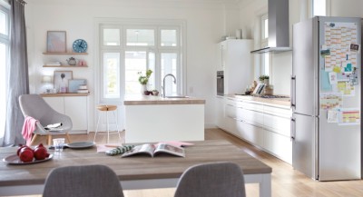 A modern, bright kitchen