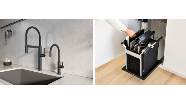 BLANCOCULINA II Semi-pro & Beverage Faucet in matte black & INTEOS XL Organizer