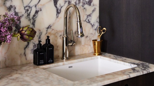 The PRECIS 24 sink and EMPRESSA High Arc faucet make a compact BLANCO UNIT