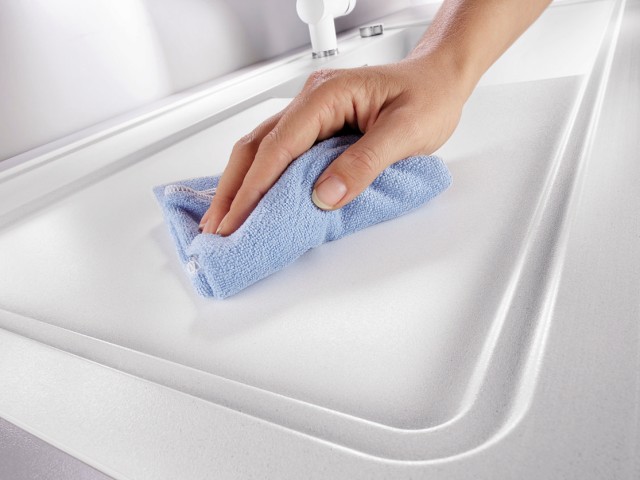 Wipe your silgranit sink down with a microfibre cloth