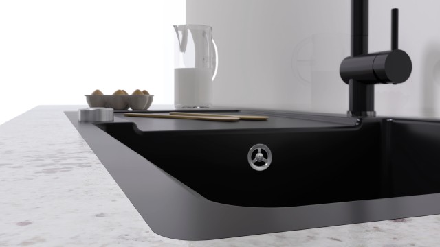 Flushmount sinks feature straight lines and exude calm. The sink fits smoothly into the surface