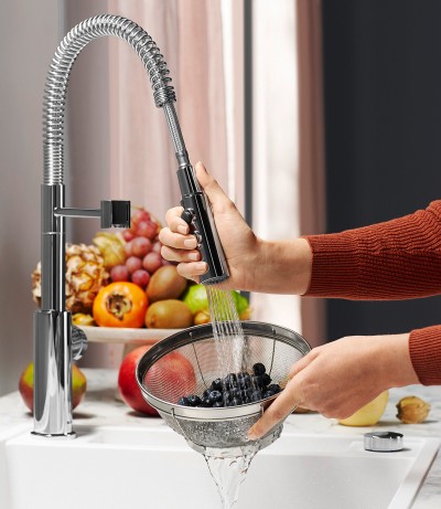 a BLANCO stainless steel kitchen tap
