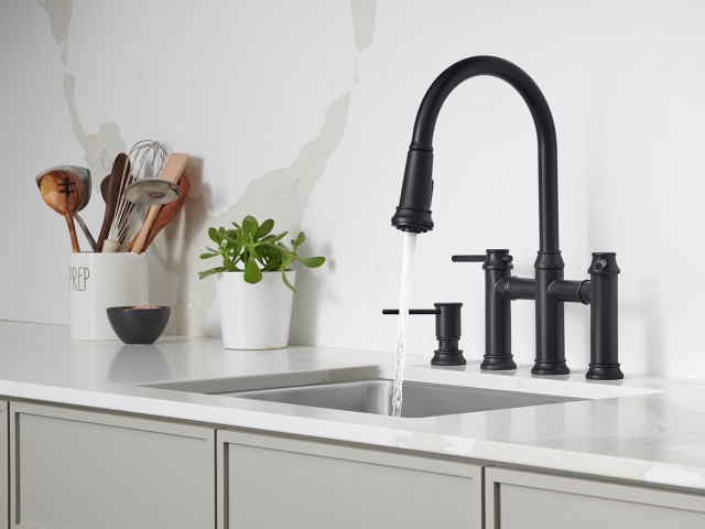 443024 Empressa Kitchen Faucet in Matte Black - Traditional style with modern functions