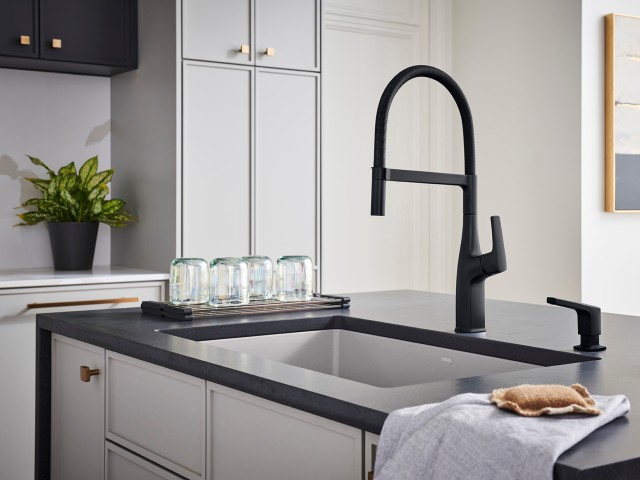 443019 Rivana Kitchen Faucet in Matte Black - The ideal contemporary faucet for a sleek kitchen