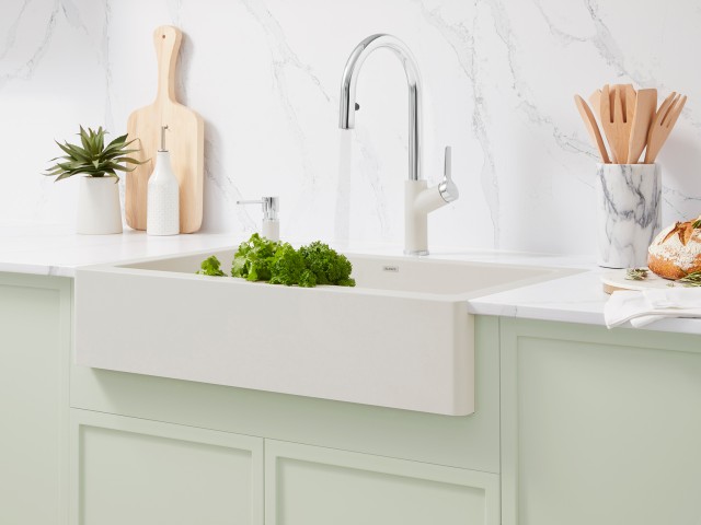 Choose an URBENA faucet for the perfect blend of SILGRANIT and Chrome