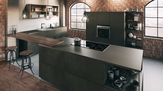 A chic concrete kitchen in industrial style