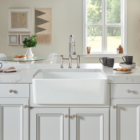CERANA Farmhouse Kitchen Sink in Glossy Ceramic White by BLANCO