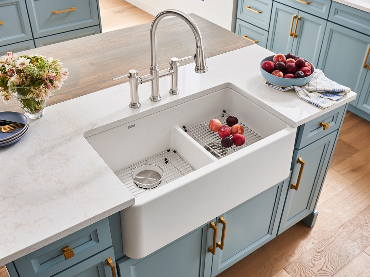 low divide stainless kitchen sink