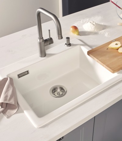A clean, white sink