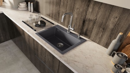 classic Ceramic sink with faucet in stainless steel