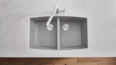 PERFORMA U 2 - Double Bowl Kitchen Sink in SILGRANIT Concrete Gray