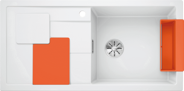 BLANCO Sity sink in white with orange accessories