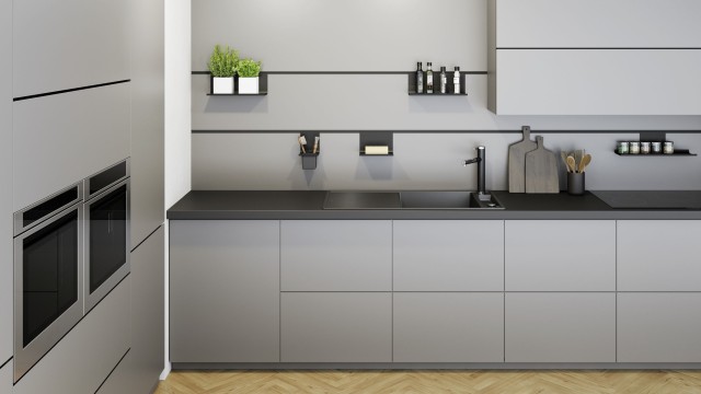 Kitchens with pale furniture match perfect with sinks and mixer taps in SILGRANIT black.